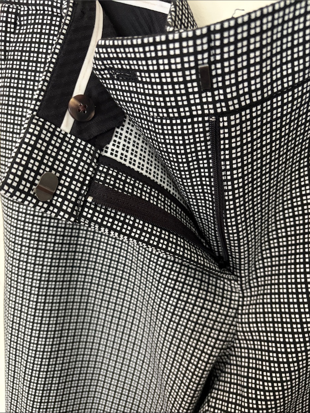 Ann Taylor Men's Black and White Checked Dress Pants - Picture 3 of 5
